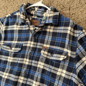 ORVIS Flannel Plaid Shirt Jacket Shacket Blue White Heavyweight Men’s Medium